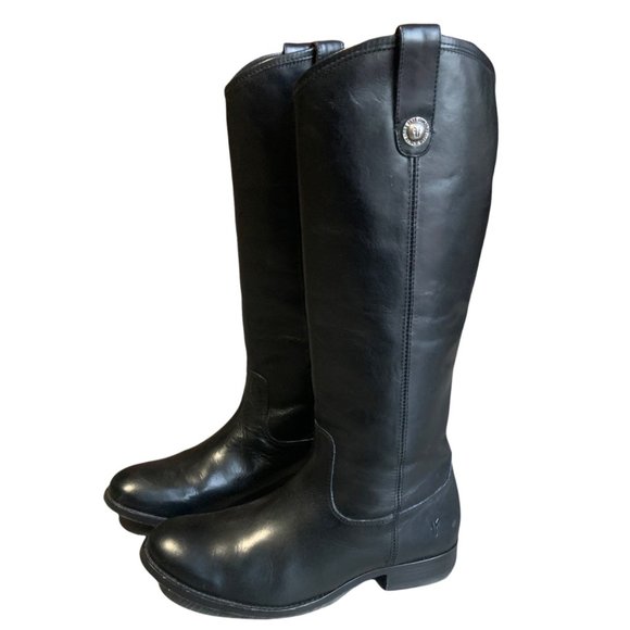 Frye Shoes - Frye Melissa Tall Black Leather Pull On Boots